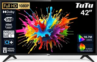 TuTu Standaard TV - LED Full HD - 42 inch/108 cm - Frameles Design - Tripple Tuner DVB-T/T2/S/S2/C - HDMI x2, USB x1, CI+ - Geassembleerd in Eindhoven - TUB42FD1N