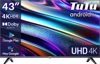 TuTu Android Smart TV - LED 4K UHD - 43 inch/110 cm - Frameless Design - Tripple Tuner DVB-T/T2/S/S2/C - HDMI x3, USB x2, CI+ - Voice Controle & Streaming apps - Geassembleerd in Eindhoven - TUS43UQ1A