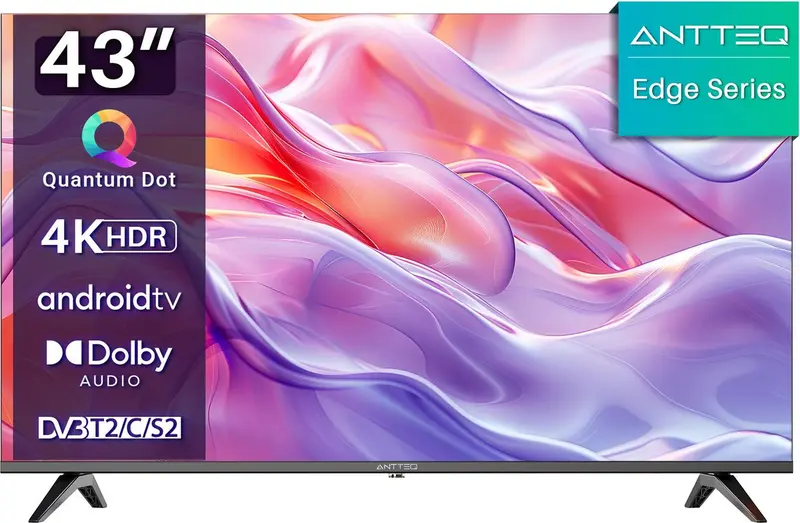 ANTTEQ Q43-AGU1.Q1 – 43 Inch 4K QLED Smart TV - Android TV - Randloos - Triple tuner - Bluetooth - WiFi