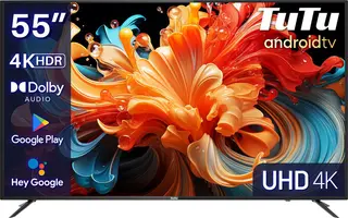 TuTu Android Smart TV - LED UHD 4K - 55 inch/140 cm - Frameless Design - Tripple Tuner DVB-T/T2/S/S2/C - HDMI x3, USB x2, CI+ - Voice Controle & Streaming apps - Geassembleerd in Eindhoven - TUS55UD1A