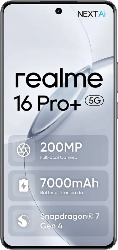 realme 16 Pro Plus 5G Grijs – 12GB+512GB | 200MP Camera | 7000mAh | 80W | IP69 | Snapdragon 7 Gen 4