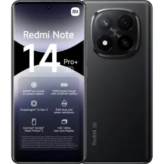 XIAOMI Redmi Note 14 Pro+ - 5G - 512GB - Midnight Zwart - 512 GB Zwart - 512 GB Zwart