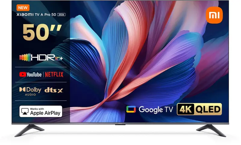 Xiaomi TV A Pro 2026 50 inch (127 cm) - 4K QLED - Smart TV met Google TV - Dolby Audio & DTS:X - HDMI 2.1 - CI+ slot - Google Cast