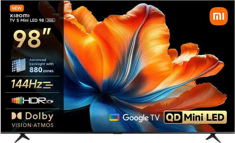 Xiaomi TV S Mini LED 2026 Smart TV – 98 Inch | QD-Mini LED Smart TV | 4K Ultra HD | 308 zones | 1200 nits | 120Hz | HDR10+ | Dolby Atmos | Google TV