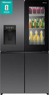Hisense RQ600P7SKE - Amerikaanse koelkast - Energielabel E - PureView Door - 6,86" Intelligent Hub touchscreen display - Water- & ijsdispenser - Metal Tech Cooling - No Frost - Zwart - Multi-Air Flow - Super Cool - Fast Freeze - 37dB (A) - 615 Liter
