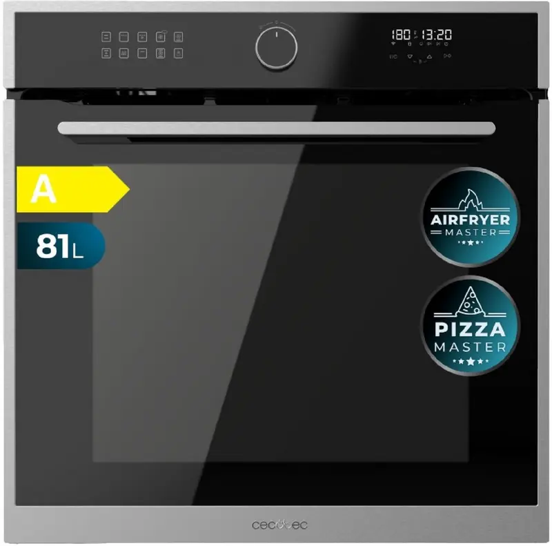 Cecotec Inbouw Multifunctionele Oven 60cm Bolero Hexa AF316000 Edge A. 3400W, 81L Capaciteit, 11 Functies met Airfryer Master, Pizza Master, Steam Assist, Steam EasyClean, 3D Cooking, Ontdooien