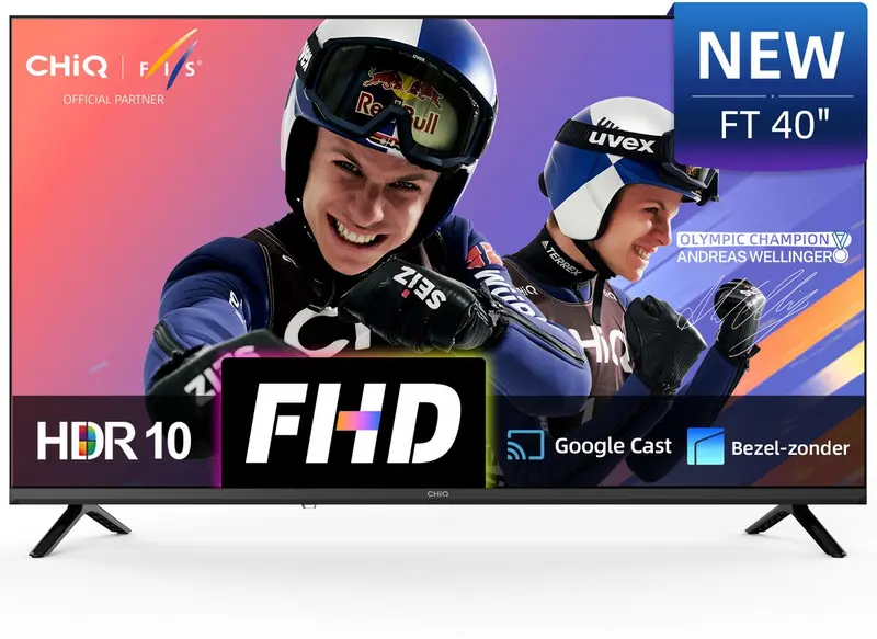 CHiQ L40FT - Smart TV 40 Inch - Full HD - Google TV - Randloos Metal Design - Dolby Audio - Nieuw