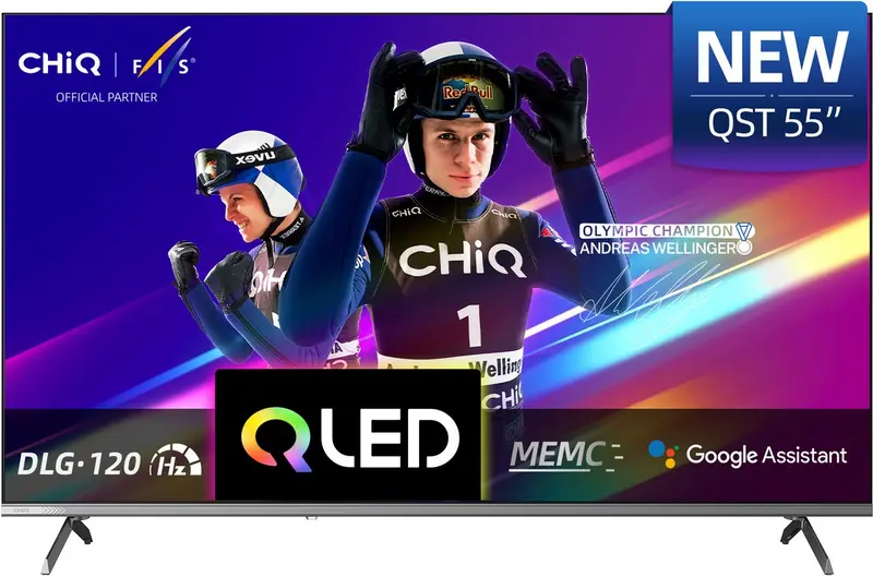 CHiQ U55QST - Smart TV 55 Inch - QLED Pro Google TV - FHD 1080P - Randloos Metal Design - Dolby Audio - 2025 Nieuw