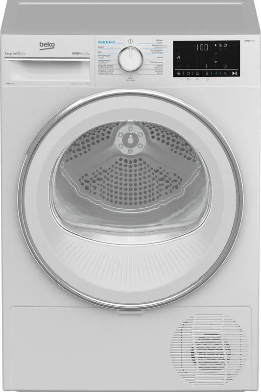Aantal Programma’s x 15, 9kg, 64 dB, Wit, Warmtepomp