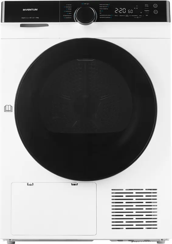 Inventum VDW8030W - Warmtepompdroger - 8kg - 14 programma's - UV-licht - 66 dB - Wasdroger - Wit