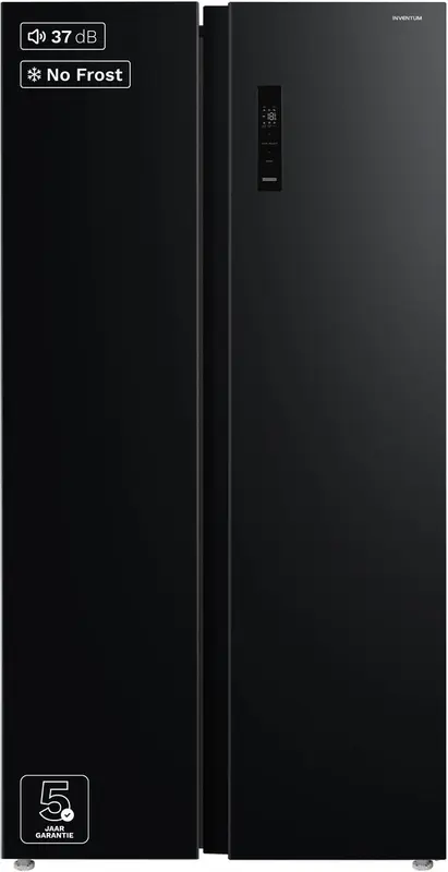 Inventum SKV0178B No Frost energiezuinige Amerikaanse koelkast - 555 liter - Digitaal led-display - IJsblokjesmaker - Stil: 37 dB - Superkoelen - Supervriezen - 2 deuren - Energielabel D - Zwart