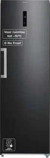 Inventum VR1850B No Frost kastmodel vriezer energiezuinig - 272 liter - 185 cm hoog - Supervriezen - Superkoelen - Energielabel C - Ledverlichting - Geschikt voor garage tot -15°C - Diepvrieskast - Vrijstaand - 8 lades/vakken - Zwart RVS