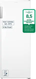 Inventum VR1430W No Frost kastmodel vriezer energiezuinig - 161 liter - 143 cm hoog - Supervriezen - Energielabel C - Geschikt voor garage en schuur tot -15°C - Diepvrieskast - Vrijstaand - 5 lades/vakken - Wit