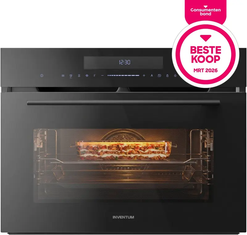 Inventum IMC4535GT - Inbouw combi-oven - Hetelucht - Magnetron - Grill - 50 liter - 45 cm hoog - Tot 250 graden - Zwart - Beste Koop Maart 2026