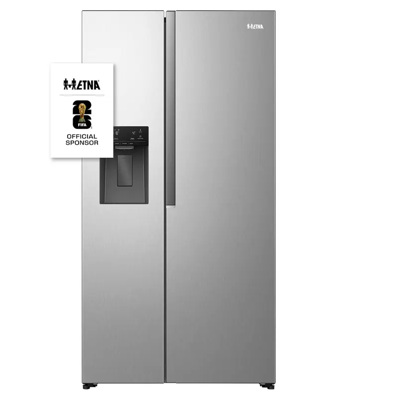 ETNA AKV6178IRVS - Amerikaanse koelkast - No-Frost - 178 cm hoog - 528 liter - Energielabel C - Invriesvermogen 10 kg/24u - Geluidsniveau 37 dB - LED Display - IJs- en waterdispenser - SuperCool - FastFreeze - Deuralarm - Multi Airflow – EnergySaving