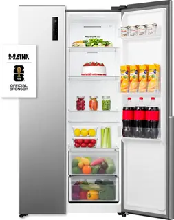 ETNA AKV6178RVS - Amerikaanse koelkast - No-Frost - 178 cm hoog - 544 liter - Energielabel C - Invriesvermogen 12 kg/24u - Geluidsniveau 37 dB - LED Display - SuperCool - FastFreeze - Deuralarm - Interter Compressor - Multi Airflow - Energy Saving