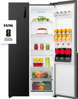 ETNA AKV6178ZWA - Amerikaanse koelkast - No-Frost - 178 cm hoog - 544 liter - Energielabel C - Invriesvermogen 12 kg/24u - Geluidsniveau 37 dB - LED Display - SuperCool - FastFreeze - Deuralarm - Interter Compressor - Multi Airflow - Energy Saving