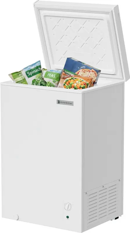 KitchenBrothers Vrieskist - 99L - Diepvrieskist - Tot -15 Graden Omgevingstemperatuur - Vrijstaande Vriezer - Incl. Mand - Wit