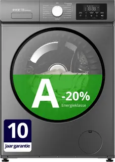 RYER CoreWash - Wasmachine - 8kg - 15 programma’s - 1200 toeren - Energieklasse A-20% - Voorwas met Stoom & Trommelreiniging - 75 dB - Antraciet - 2026 Model - 10 jaar garantie op motor
