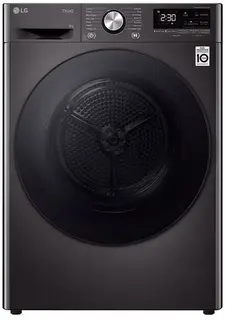 LG RH90V9ZVEN warmtepompdroger 9kg Zwart - Zelfreinigende condensor - Dual Inverter Heat Pump voor energiezuinig en zorgvuldig drogen - Eco Hybrid, sneller drogen of extra energiebesparing. Energieklasse A+++